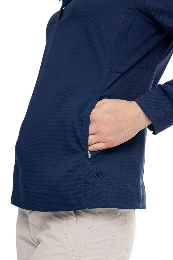 Women's Henley Hoodie | Navy position-7