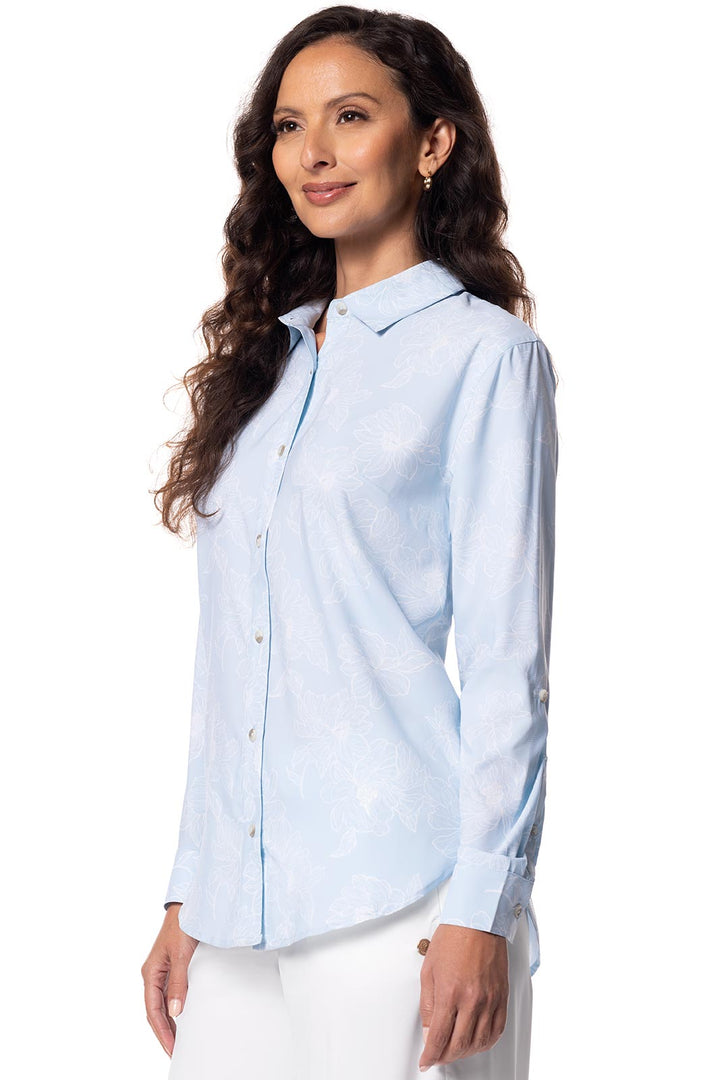 Women's Shirt with Roll-Up Sleeves | Skyride Perfect Peony position-2