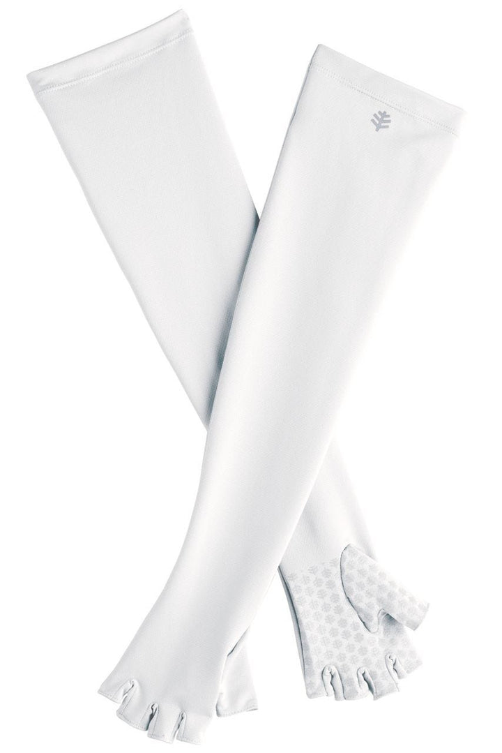 Long Fingerless UV Sun Gloves| White position-1