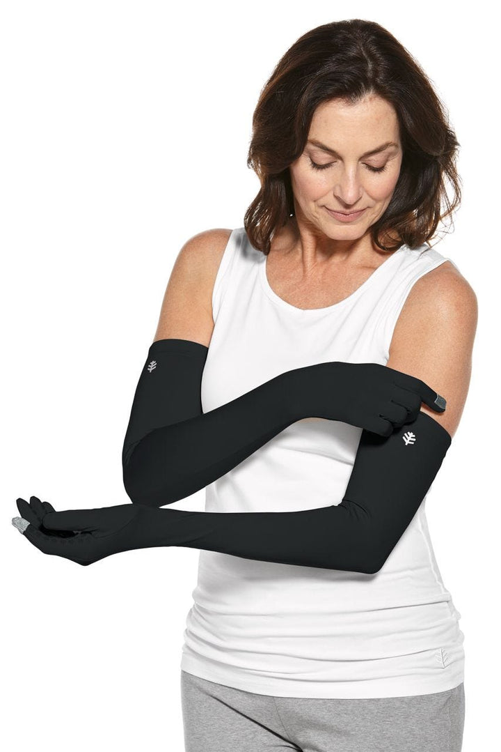 Long Full Finger UV Sun Gloves | Black position-2