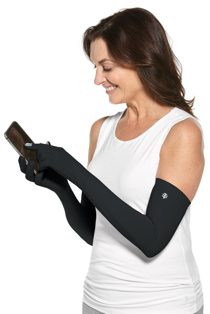 Long Full Finger UV Sun Gloves | Black position-3
