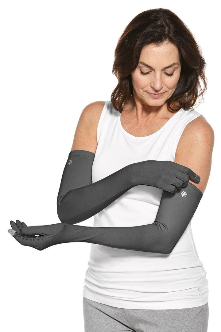Long Full Finger UV Sun Gloves | Charcoal position-2