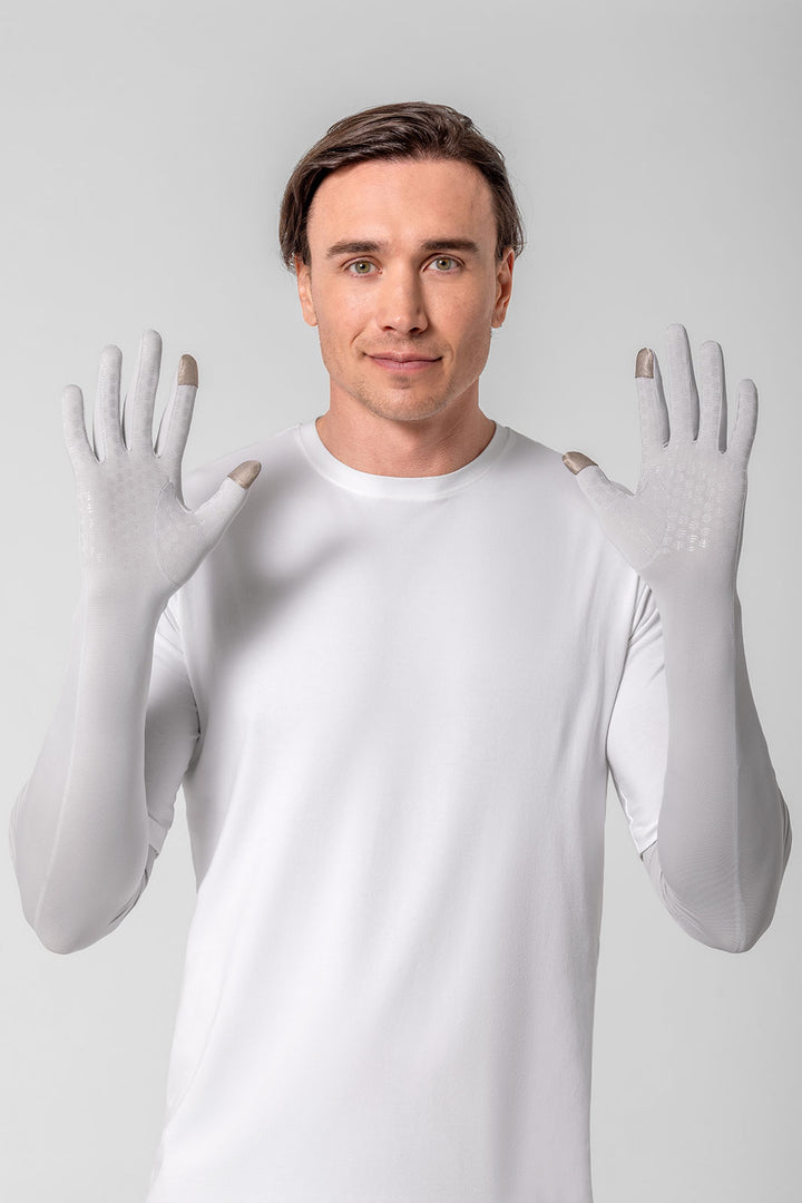Long Full Finger UV Sun Gloves | Sleek Grey position-1