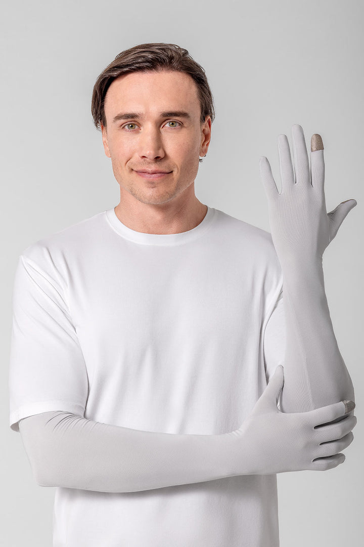 Long Full Finger UV Sun Gloves | Sleek Grey position-3