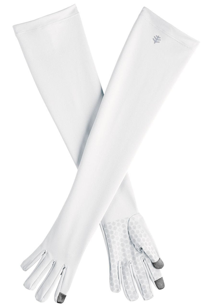 Long Full Finger UV Sun Gloves | White position-1