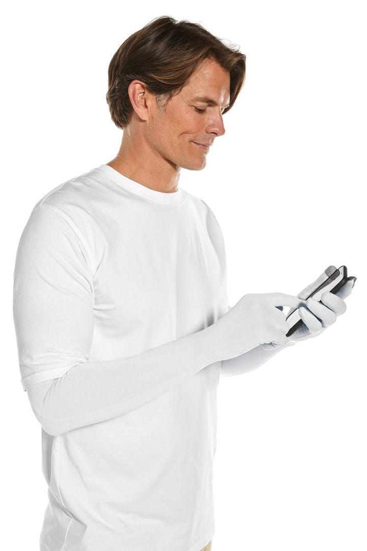 Long Full Finger UV Sun Gloves | White position-2