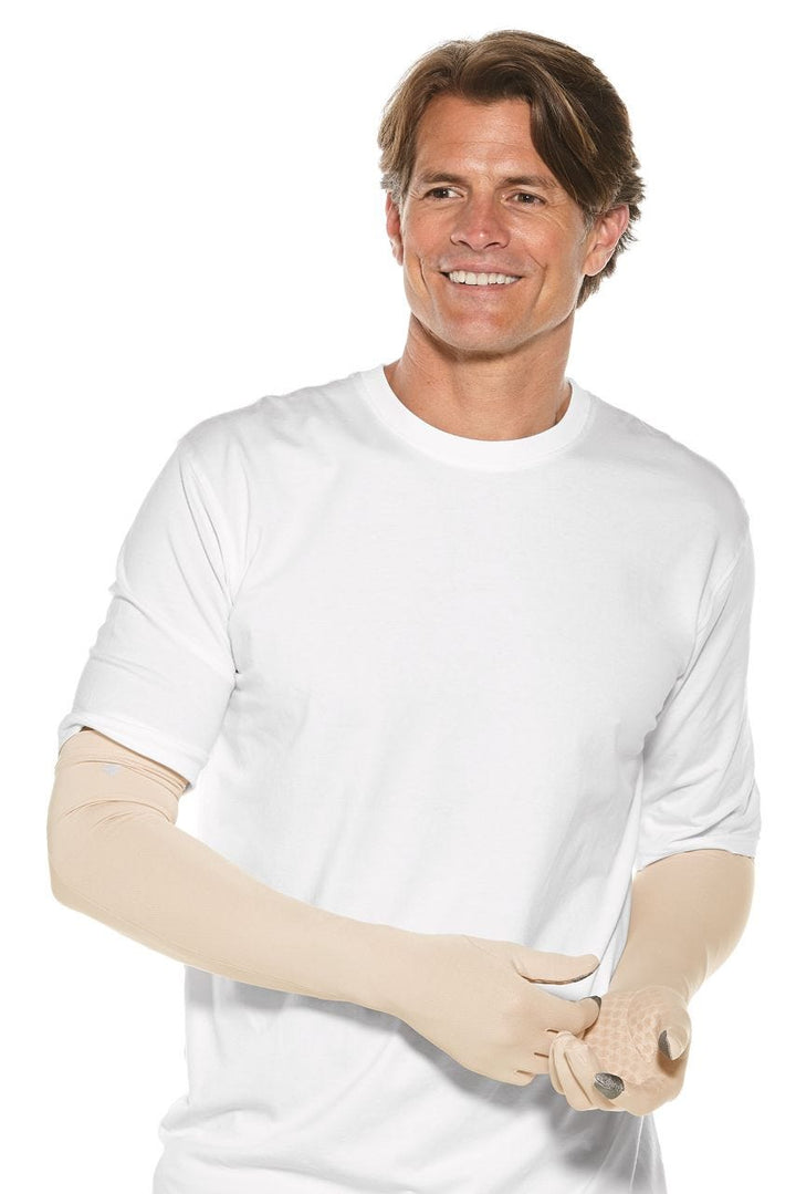 Long Full Finger UV Sun Gloves | Beige position-5