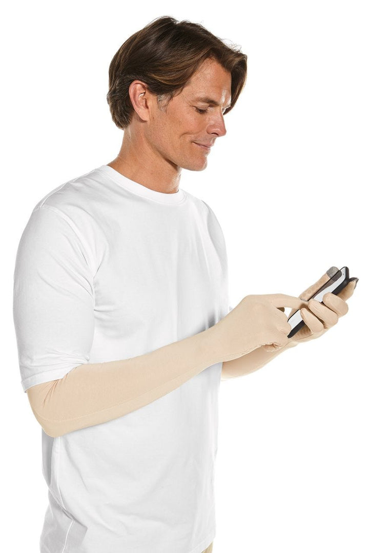 Long Full Finger UV Sun Gloves | Beige position-4