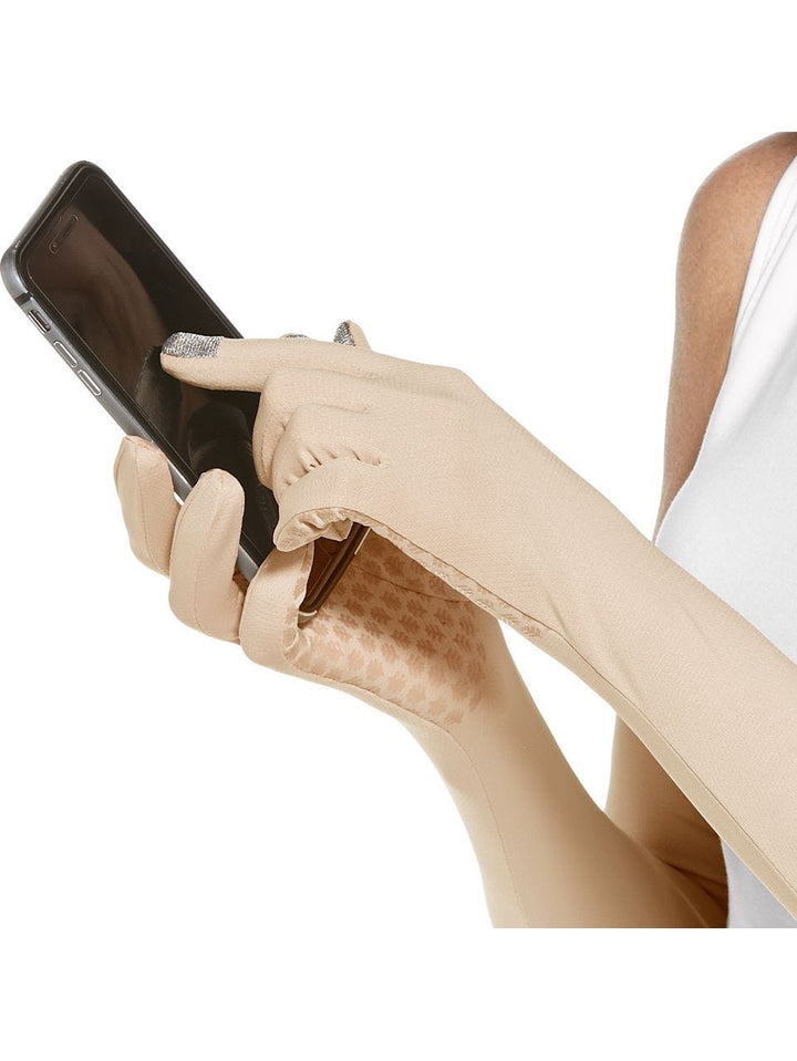 Long Full Finger UV Sun Gloves | Beige position-6