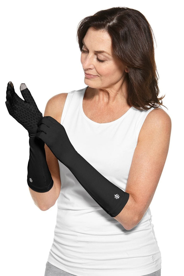 Mid-Length UV Sun Glove with Touchscreen Tips | Black position-2