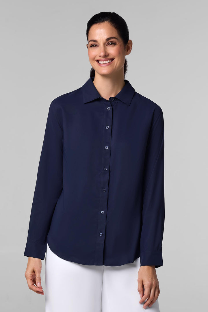 Women's Long Sleeve Shirt | Navy position-1
