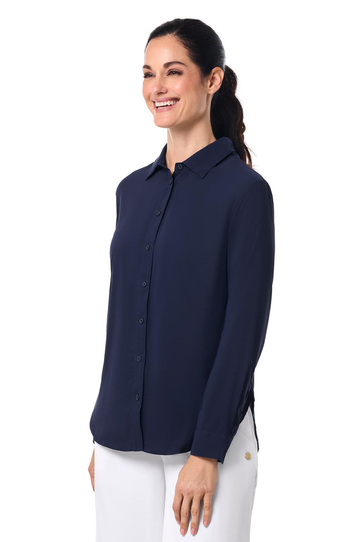 Women's Long Sleeve Shirt | Navy position-3