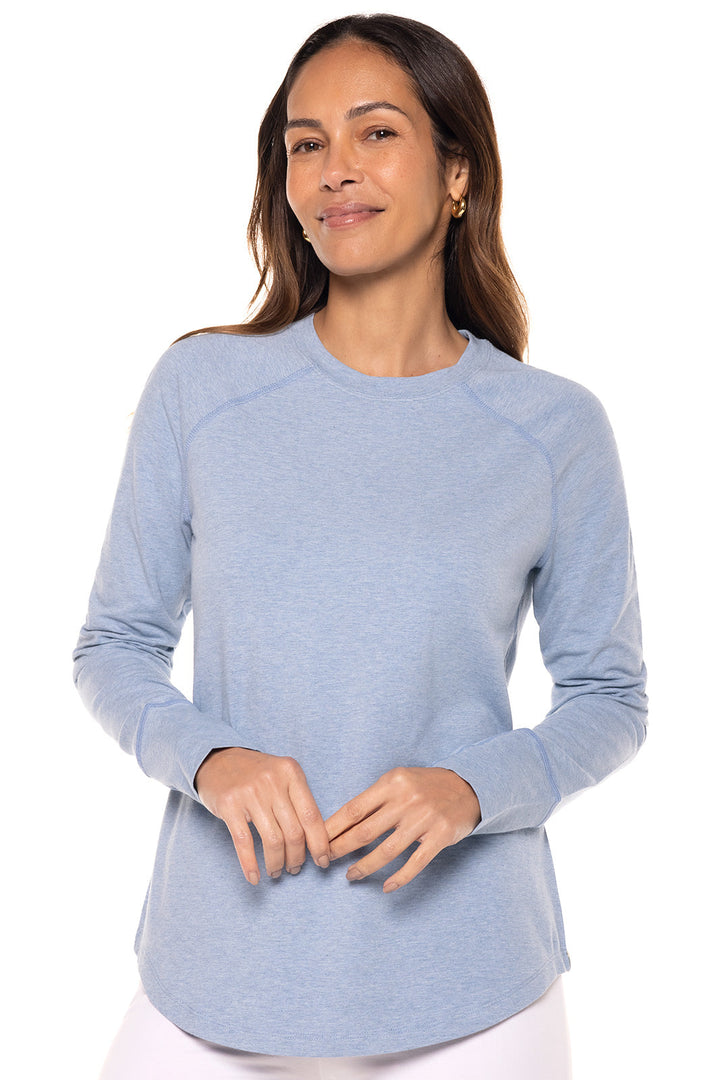 Women's Long Sleeve Slim-Fit T-Shirt with Thumbholes | Light Blue Heather position-1