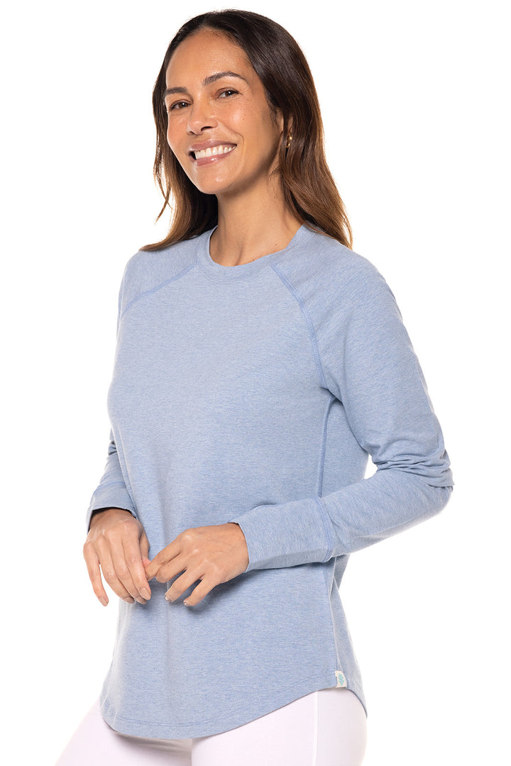 Women's Long Sleeve Slim-Fit T-Shirt with Thumbholes | Light Blue Heather position-2