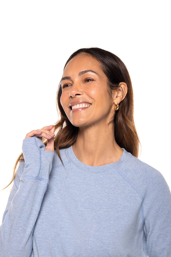 Women's Long Sleeve Slim-Fit T-Shirt with Thumbholes | Light Blue Heather position-6
