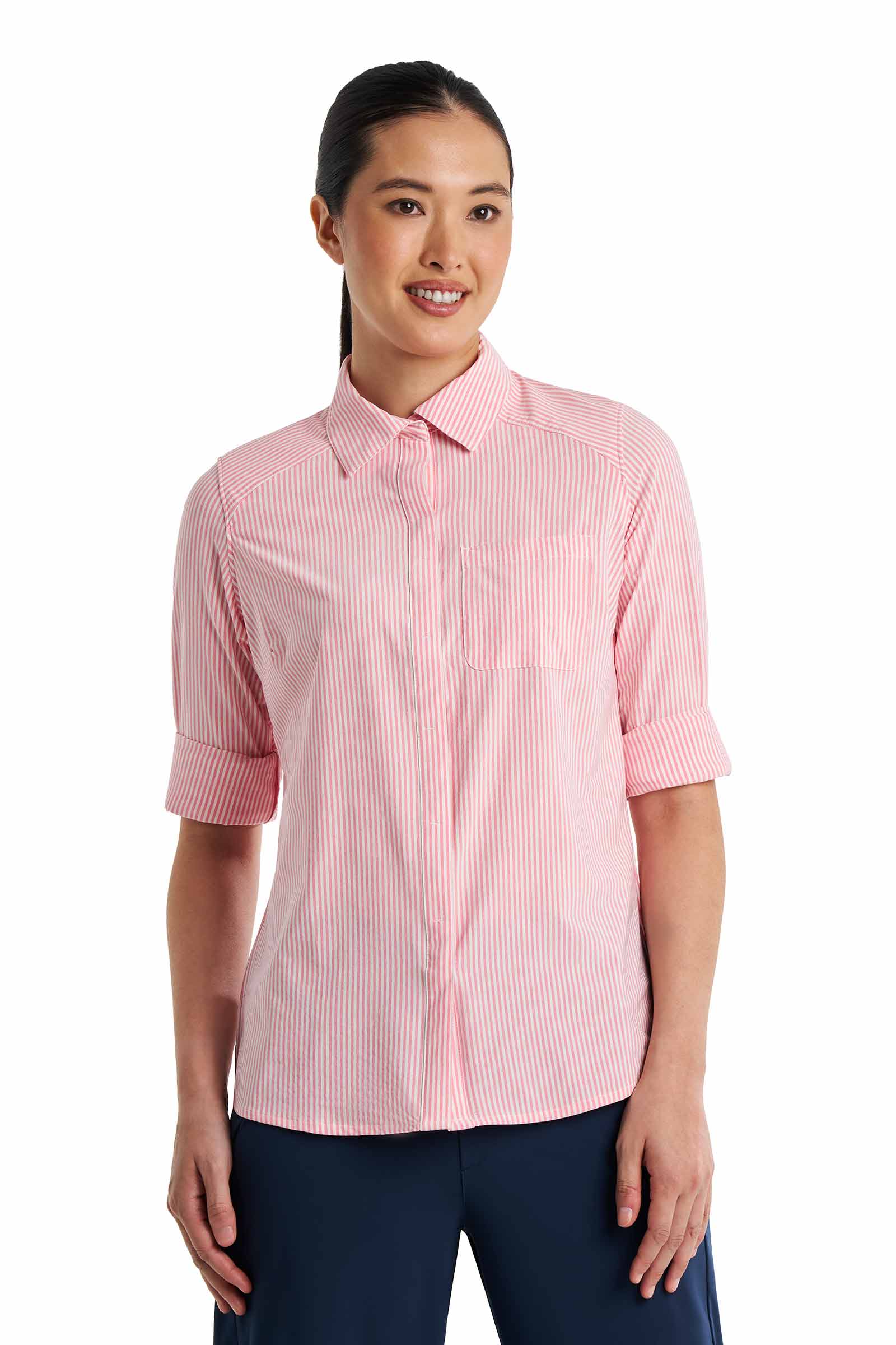 Color_White/Flamingo Pink Stripe