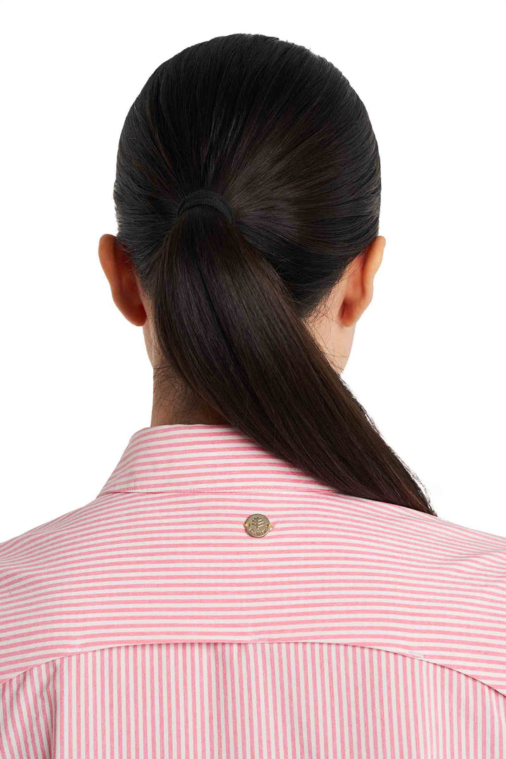 Women's Smart Long Sleeve Shirt | White/Flamingo Pink Stripe position-12