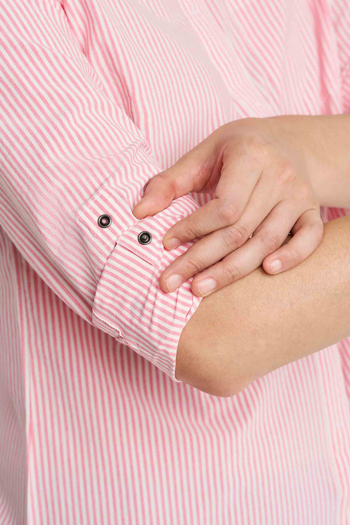 Women's Smart Long Sleeve Shirt | White/Flamingo Pink Stripe position-13