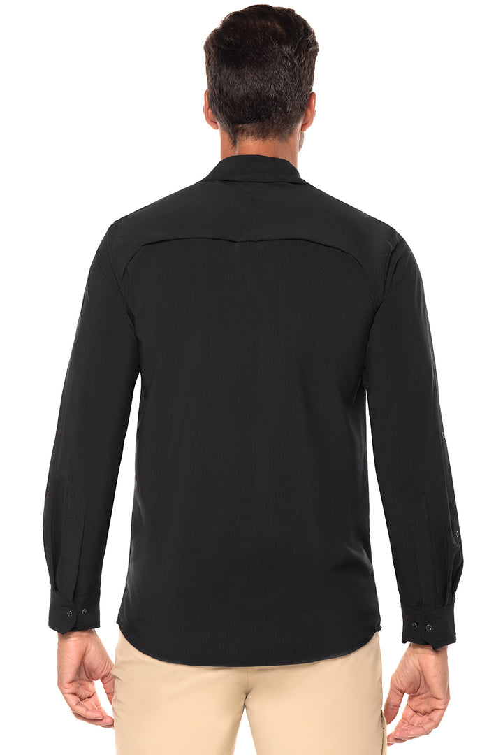 Men's Smart Long Sleeve Shirt | Black Shadow Stripe position-2