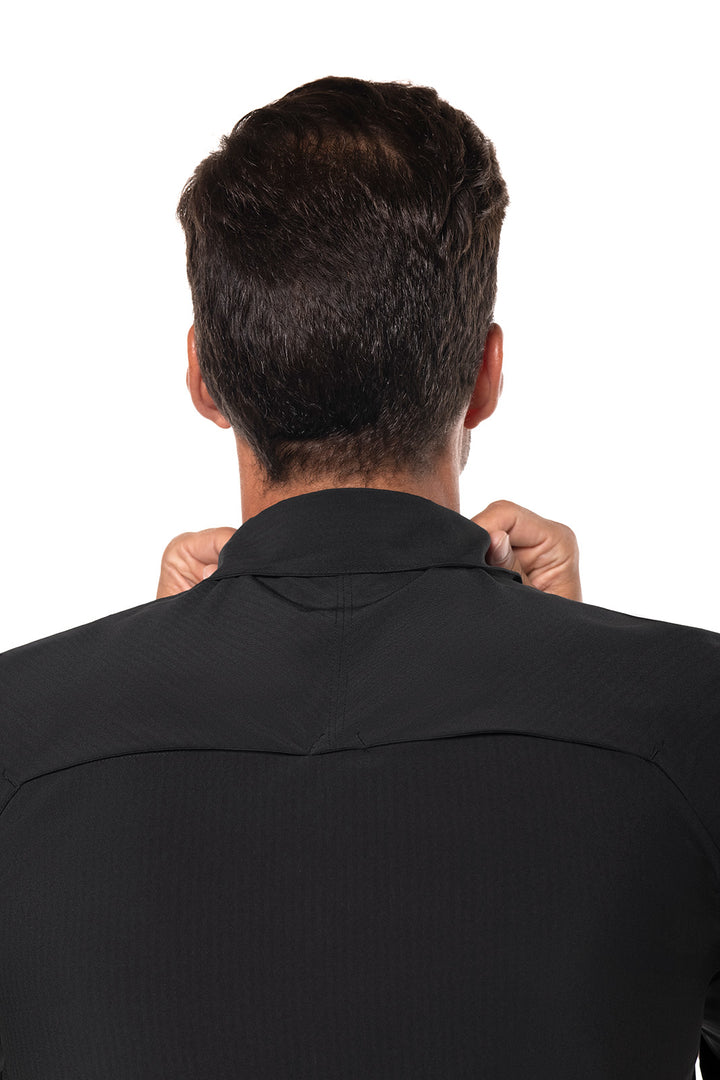 Men's Smart Long Sleeve Shirt | Black Shadow Stripe position-6