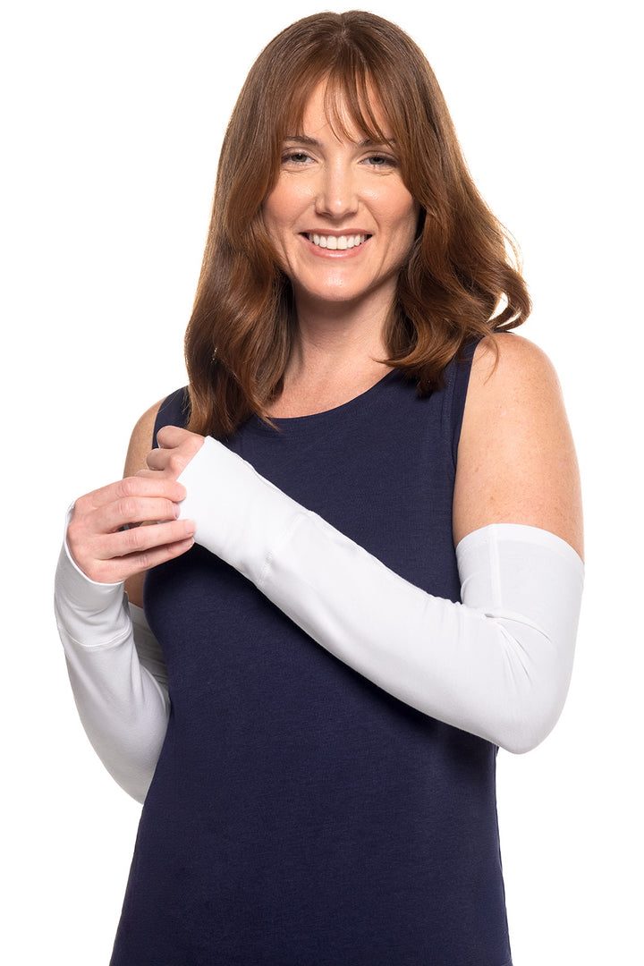 Women's Sun Sleeves with Thumbholes | White position-1
