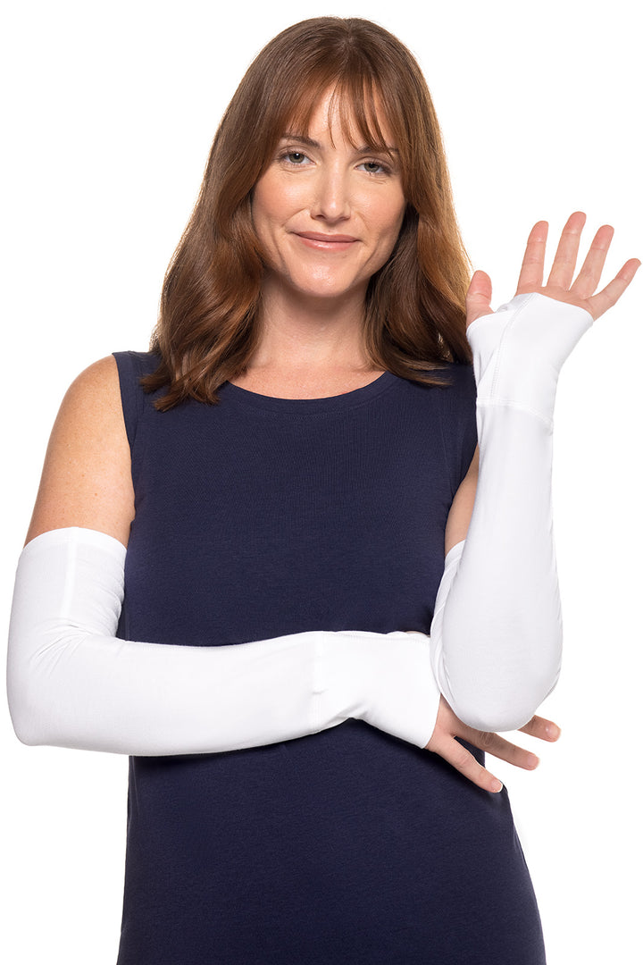 Women's Sun Sleeves with Thumbholes | White position-5