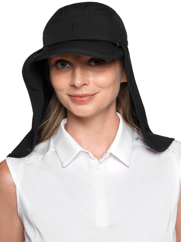 Sports Cap with Removable Neck Drape | Black position-6