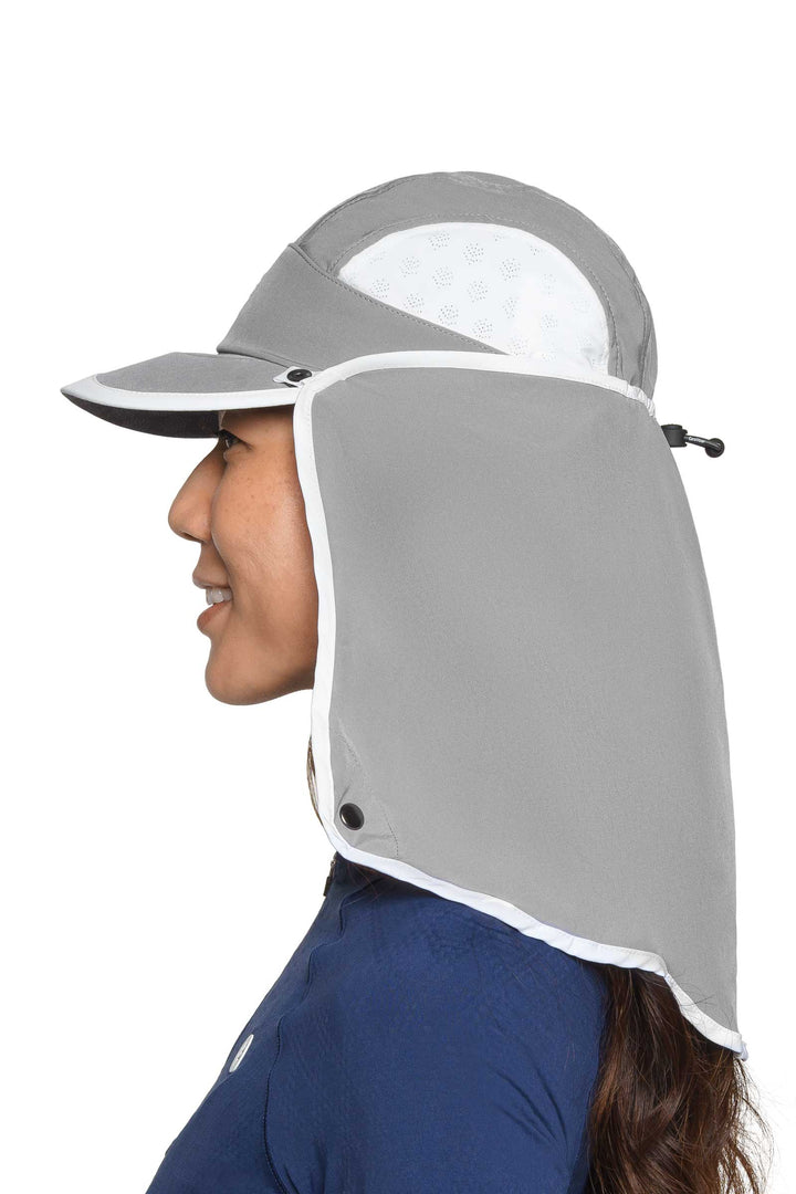 Sports Cap with Removable Neck Drape | Steel Grey/White position-7