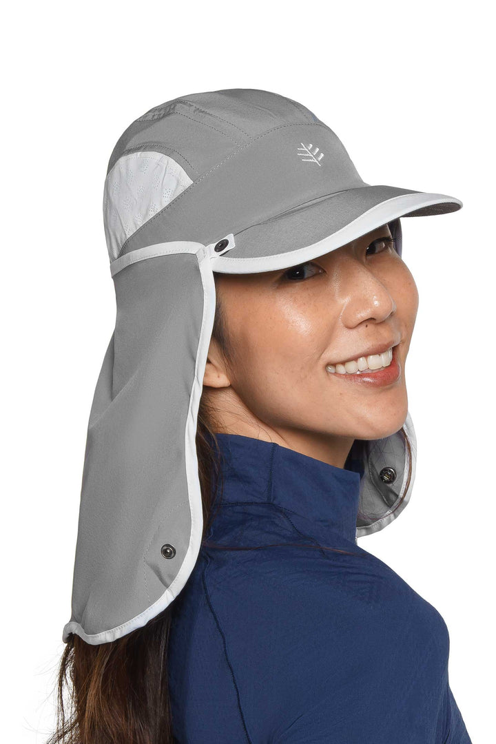 Sports Cap with Removable Neck Drape | Steel Grey/White position-8