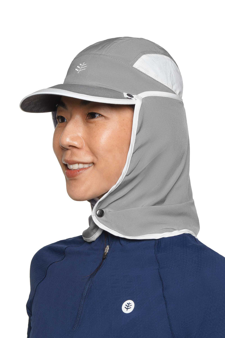 Sports Cap with Removable Neck Drape | Steel Grey/White position-6