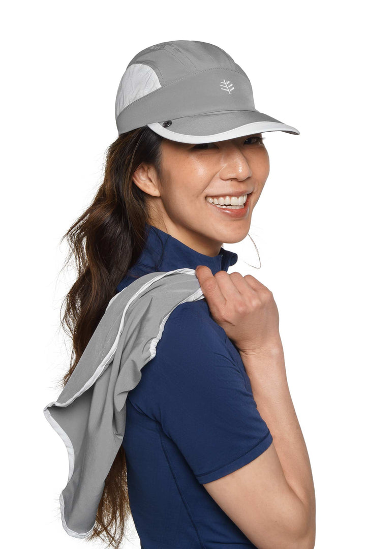 Sports Cap with Removable Neck Drape | Steel Grey/White position-1
