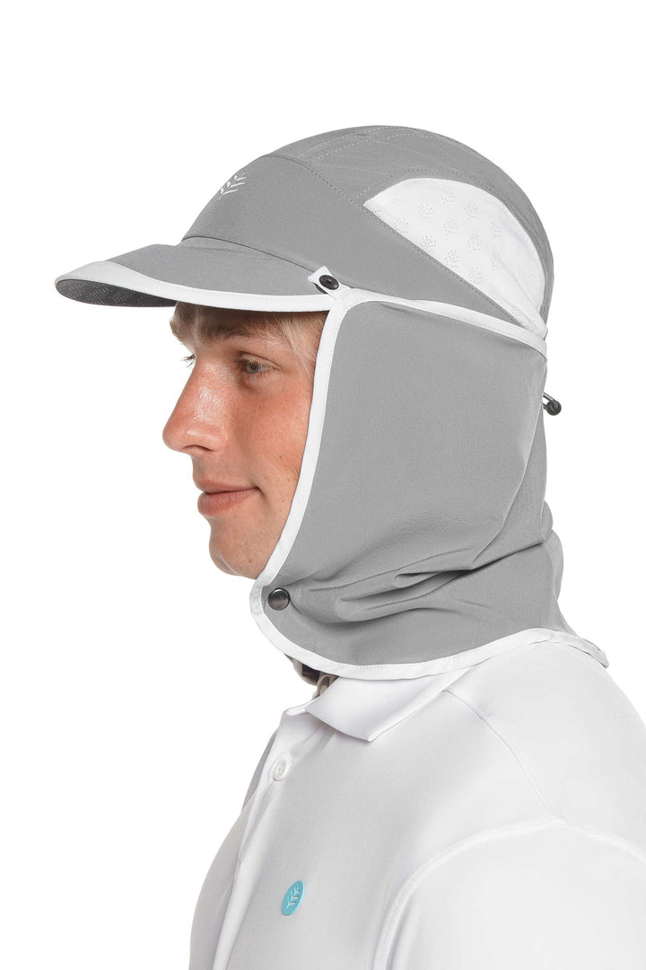 Sports Cap with Removable Neck Drape | Steel Grey/White position-4
