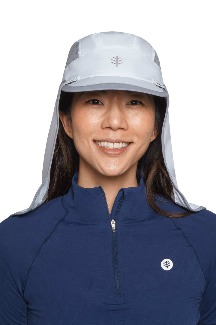 Sports Cap with Removable Neck Drape | White/Steel Grey position-8