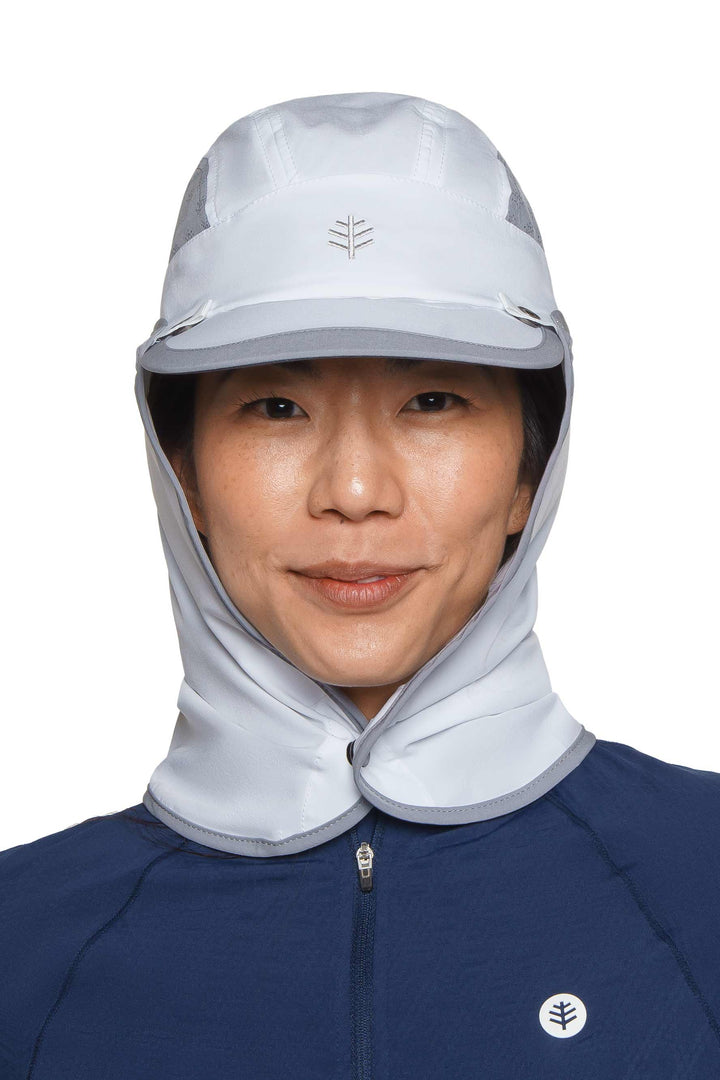 Sports Cap with Removable Neck Drape | White/Steel Grey position-10