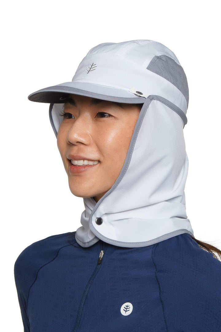 Sports Cap with Removable Neck Drape | White/Steel Grey position-2