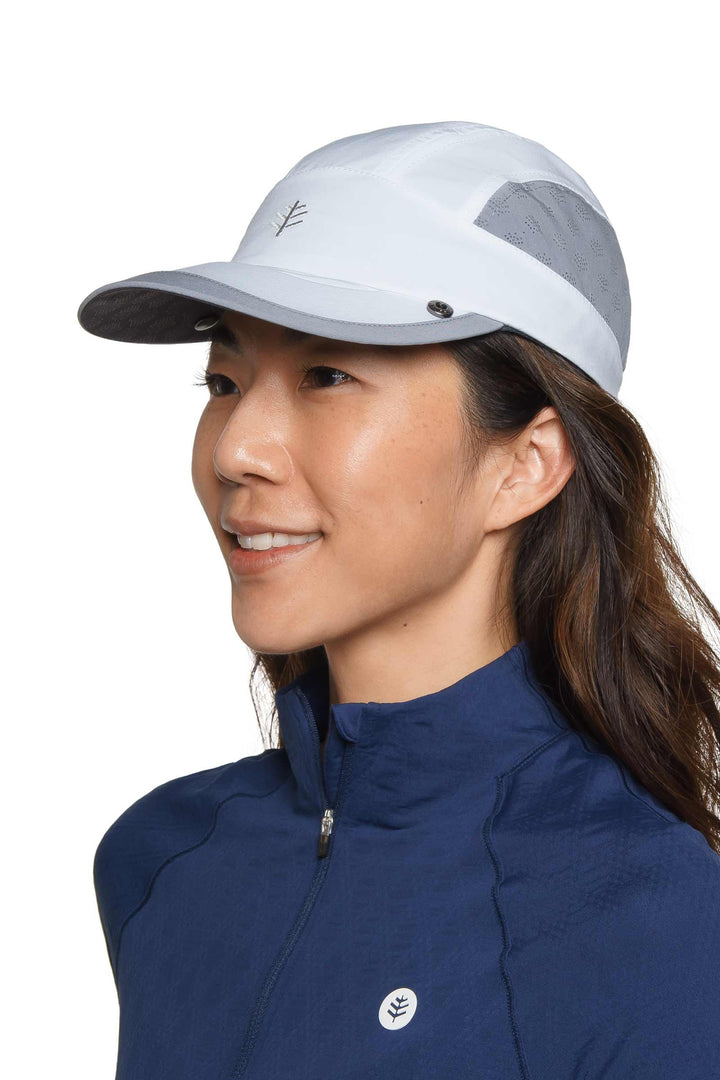 Sports Cap with Removable Neck Drape | White/Steel Grey position-12