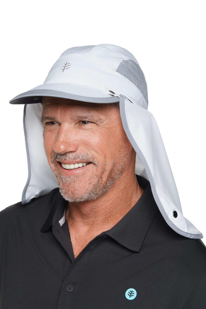 Sports Cap with Removable Neck Drape | White/Steel Grey position-1