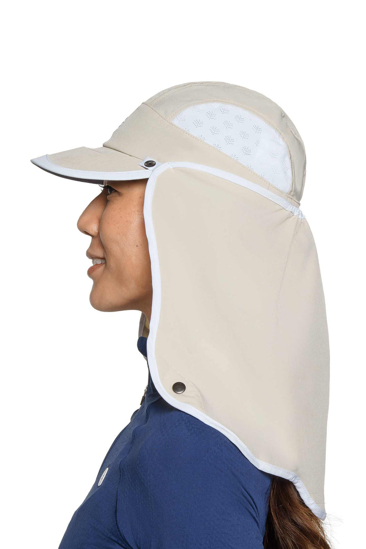 Sports Cap with Removeable Neck Drape | Stone/White position-4