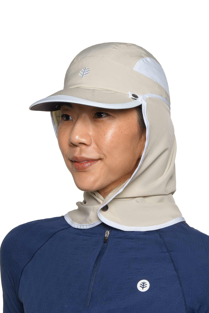 Sports Cap with Removeable Neck Drape | Stone/White position-1