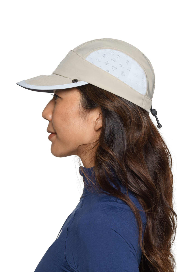 Sports Cap with Removeable Neck Drape | Stone/White position-3