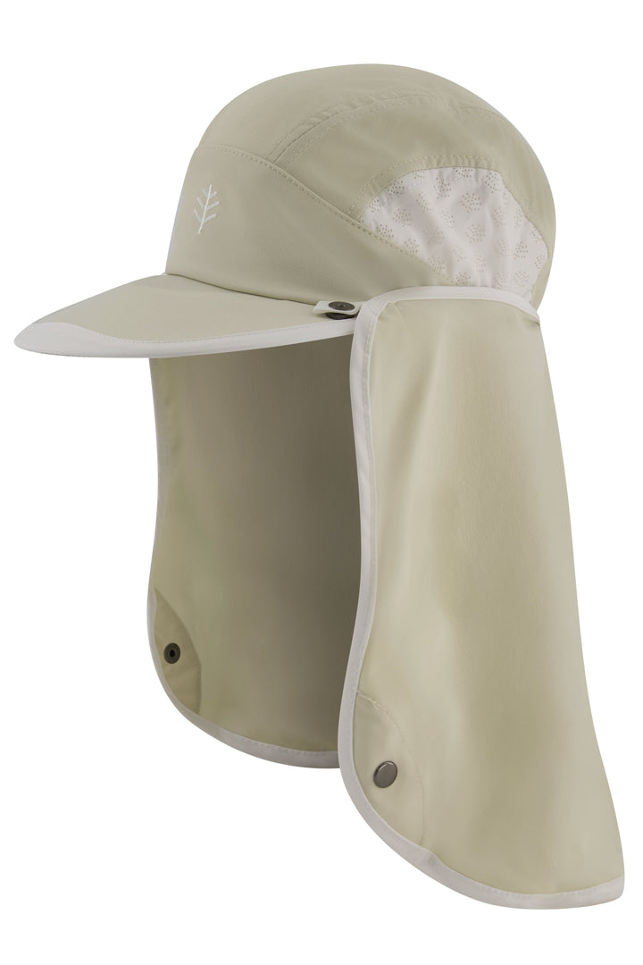 Sports Cap with Removeable Neck Drape | Stone/White position-2