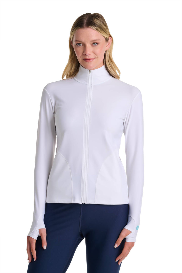 Women's Swim Jacket, Full Zip & Mock Neck | White position-3