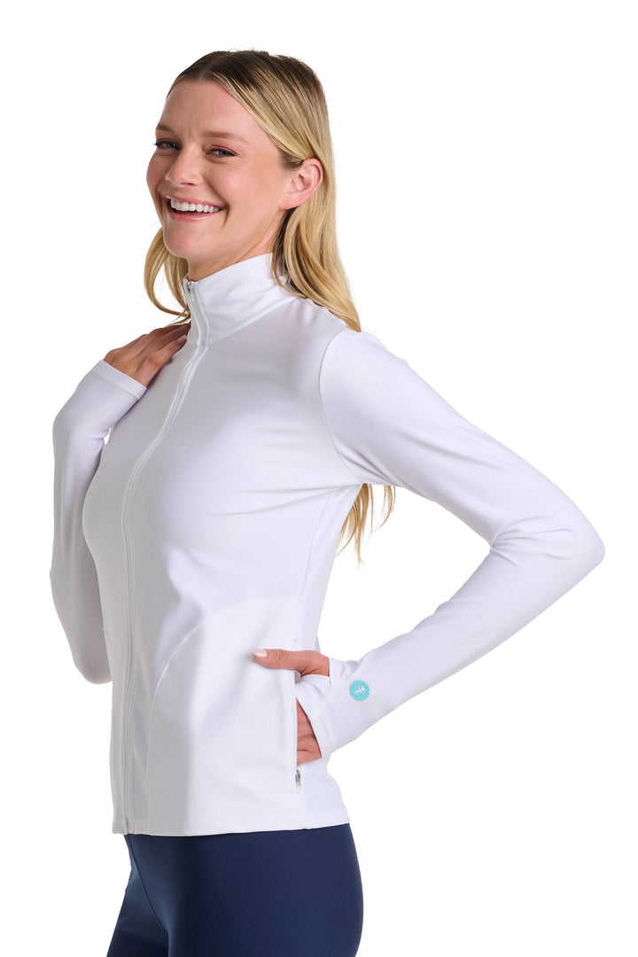 Women's Swim Jacket, Full Zip & Mock Neck | White position-4