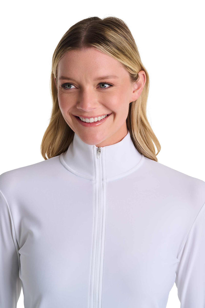 Women's Swim Jacket, Full Zip & Mock Neck | White position-6