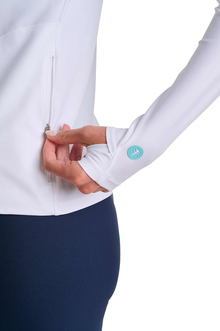 Women's Swim Jacket, Full Zip & Mock Neck | White position-8