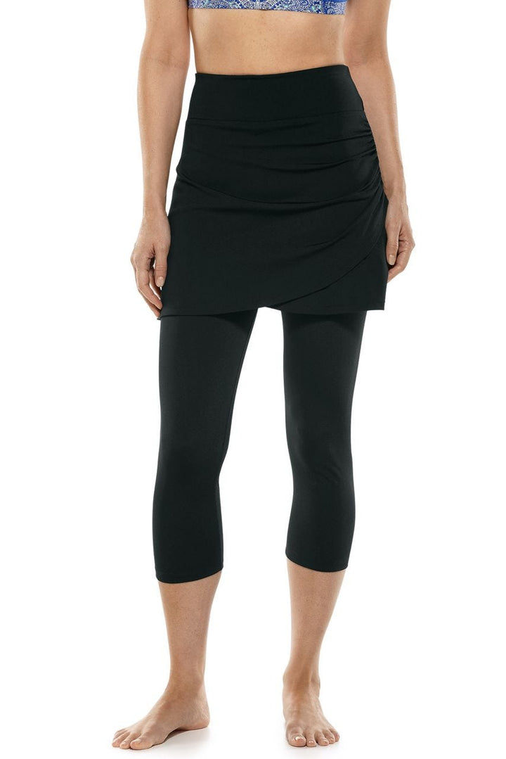 Skirted Swim Capris | Black position-1