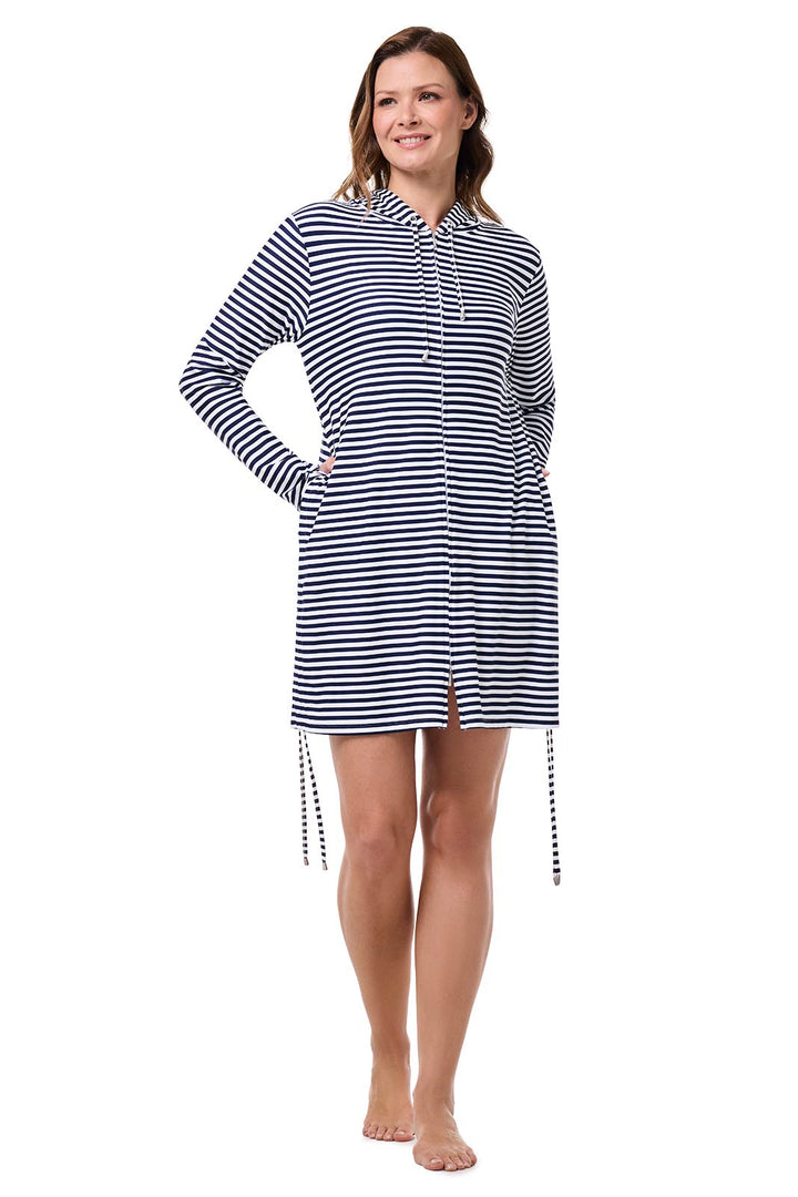 Swim Cover-Up | White/Navy Stripe position-7