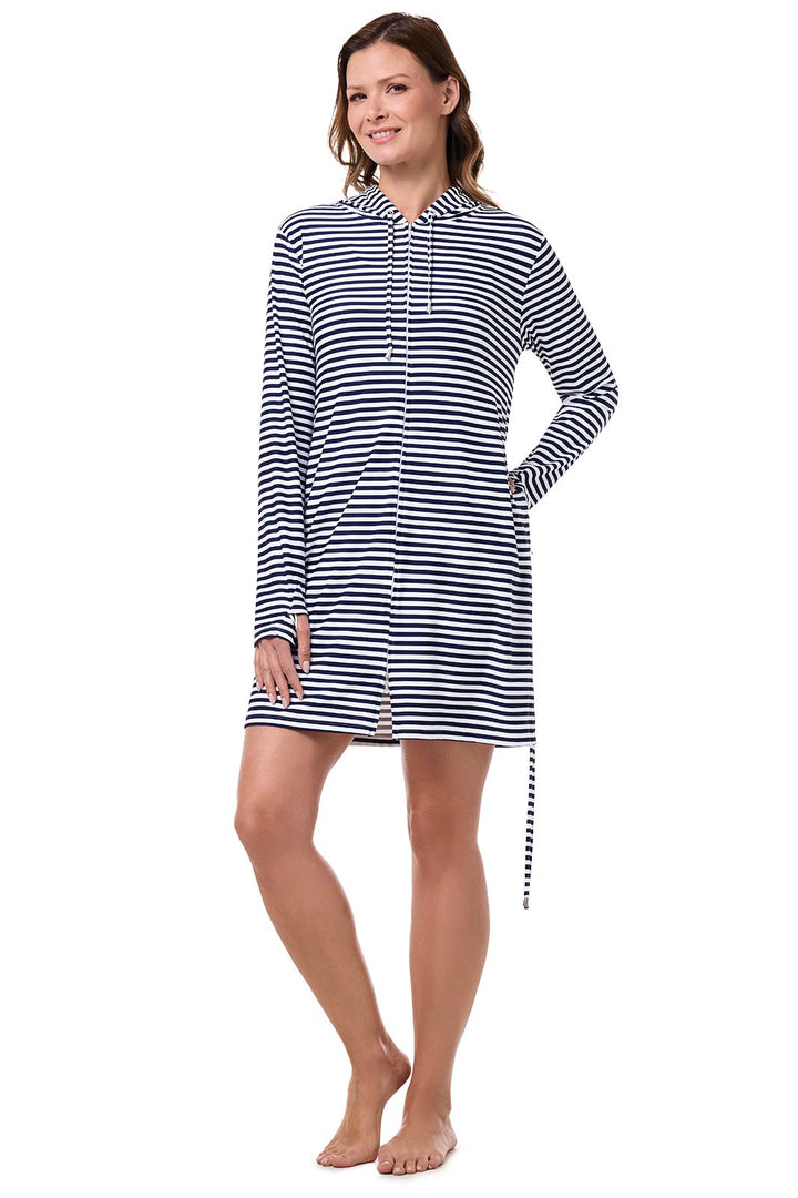 Swim Cover-Up | White/Navy Stripe position-6