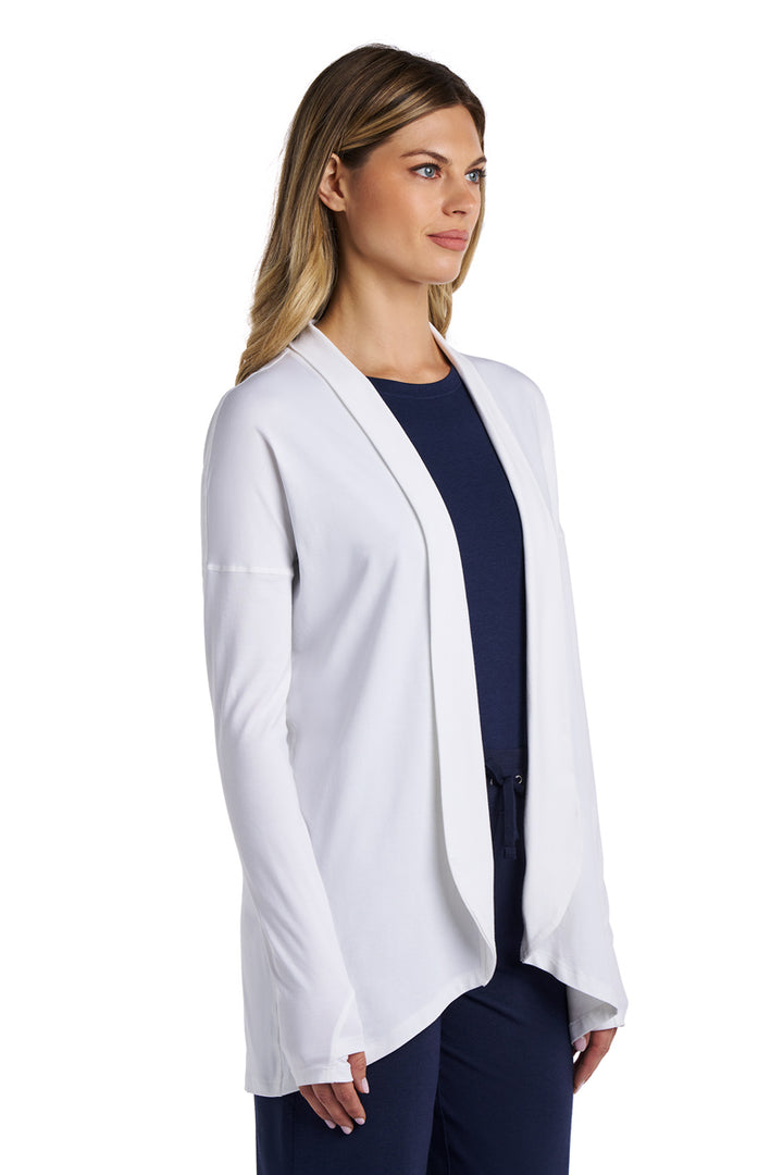 Women's Long Sleeve Sun Wrap with Back Slit | White position-4
