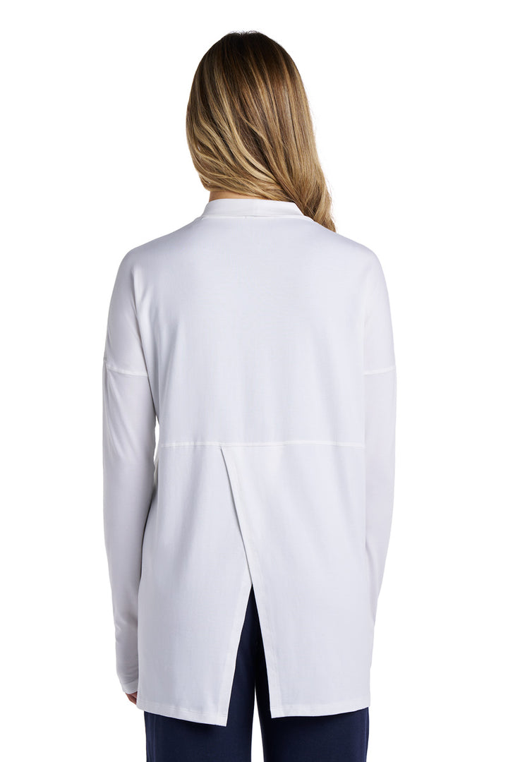 Women's Long Sleeve Sun Wrap with Back Slit | White position-5